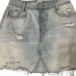 BDG Light Blue Distressed‎ Denim Mini Skirt